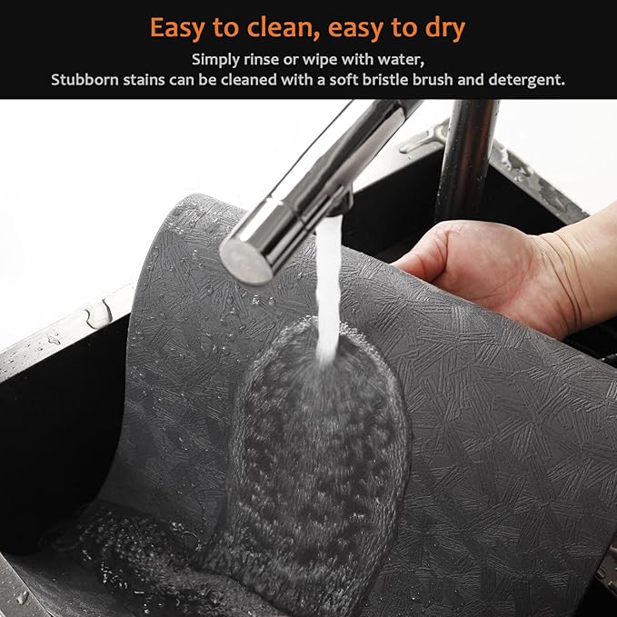 Vinyl Placemats Set of 4 Faux Leather 100% Waterproof Wipeable Washable Place Mats Heat Resistant Easy Clean Non-Slip Table Mats for Indoor Outdoor. (4,Gray)