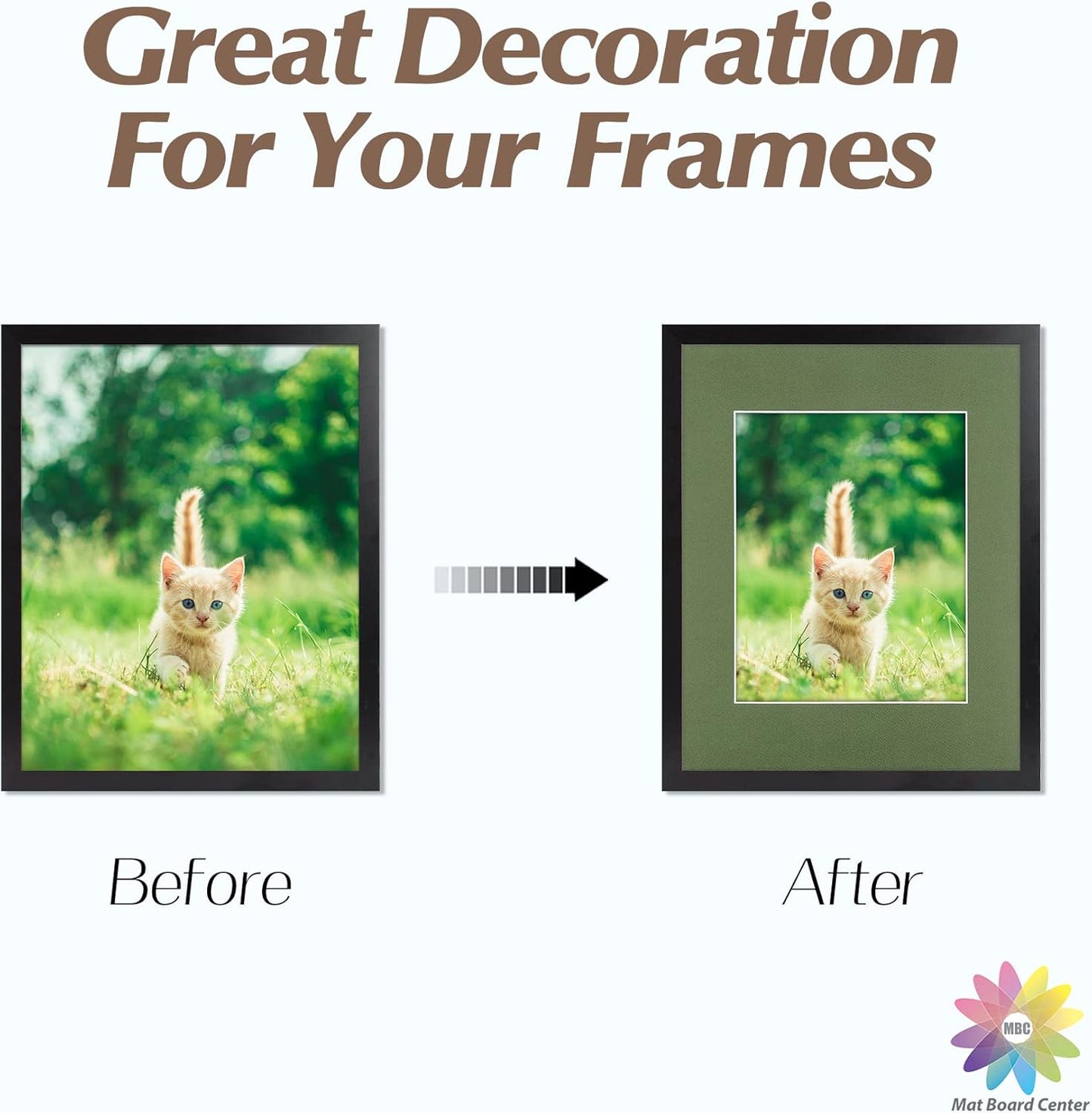 Mat Board Center, Pack of 10, 11x14 for 8x10 Rock Garden Color Mats - Acid Free, 4-ply Thickness, White Core - for Pictures, Photos, Framing