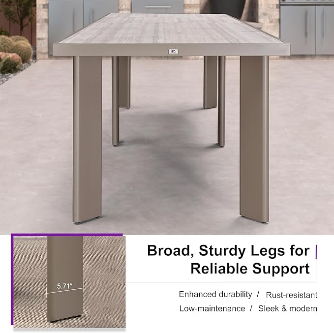 PURPLE LEAF 13 Pieces Outdoor Dining Set Patio Table and Chairs Set Aluminum Rattan Wicker Patio Furniture Set for Lawn Porch Deck Champagne