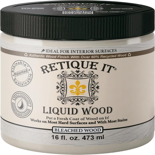 Retique It New and Improved Formula Liquid Wood Coatings - Stainable Primer - Paint It Then Stain it (Bleached Wood, Medium)