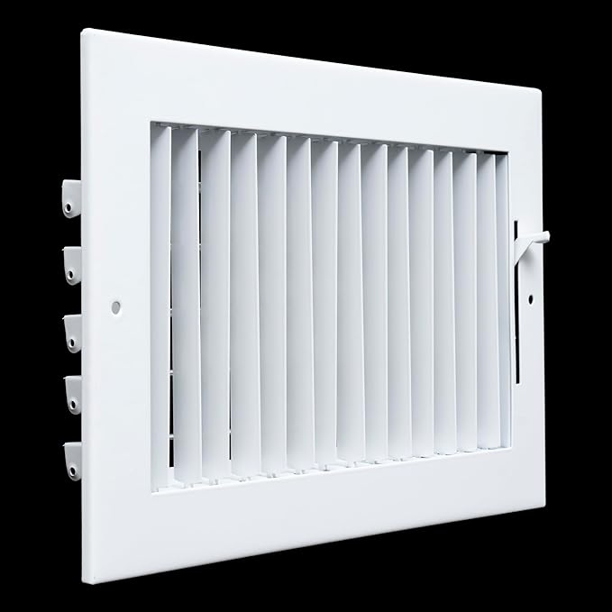 [2 Pack] Fits 10x6 Duct Opening Steel Adjustable Air Supply Grille by Handua | Register Vent Cover Grill for Sidewall and Ceiling | White | Outer Size: 11.75" X 7.75"