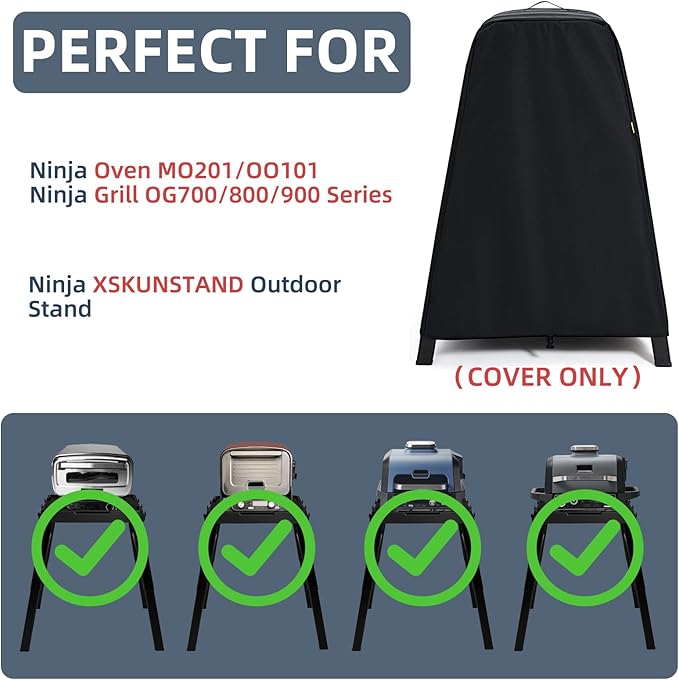 Waterproof Cover for Ninja Woodfire Outdoor Grill & Smoker and for Artisan Pizza Oven on Ninja XSKUNSTAND Stand, Outdoor Grill Accessories for Models OG700/800/900/OO100/MO200 Series (Cover Only)