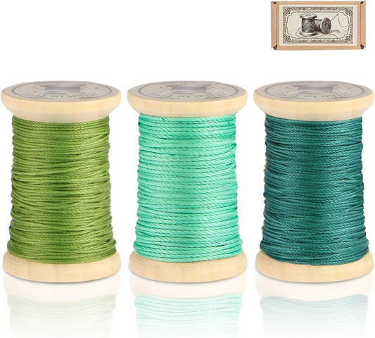 Natural Waxed Thread, 0.55mm/0.8mm, Wax Thread for Handcrafted Wrapping, Sewing, Bookbinding, Leather Threads, Beginners Craft DIY, Hemp Cord (Teal/Aqua/Forest, 0.8mm/16 Yards)