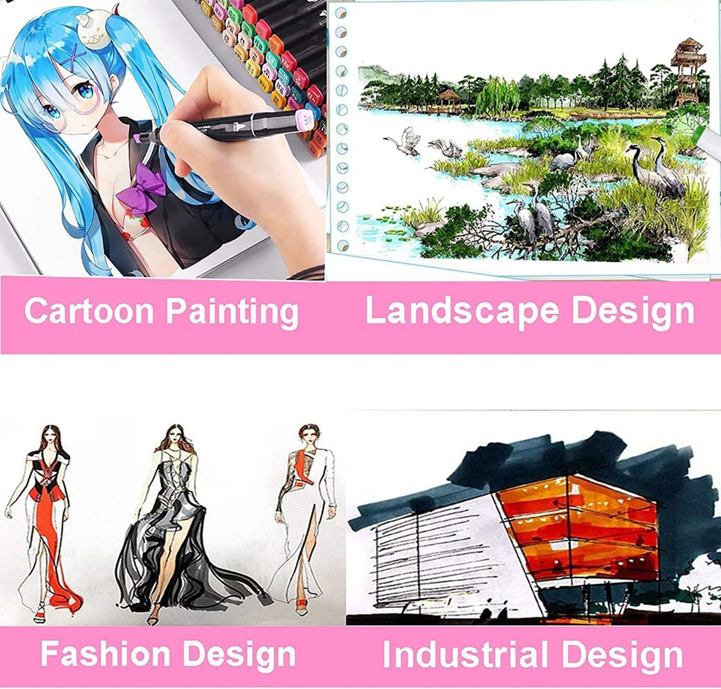 80 Colors Alcohol Markers Set, Dual Tips Blender Art Markers for Drawing Sketching Coloring Artist Pens and Underlining, Professional Permanent Sketch Marker for Kids Adult Coloring