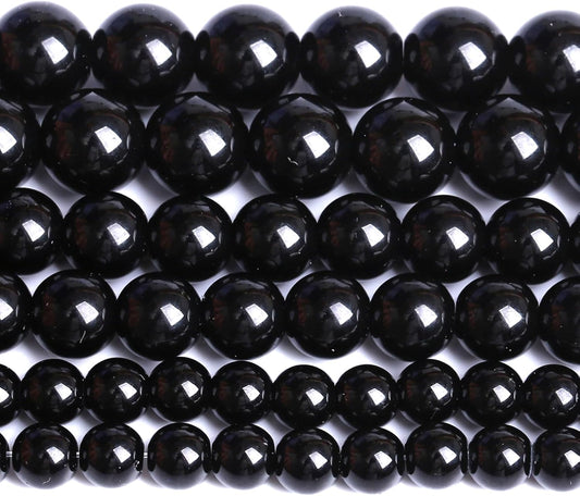 12MM Natural Black Agate Gemstone Beads Round Loose Stone Beads for Jewelry and Bracelets Making 32pcs 15"