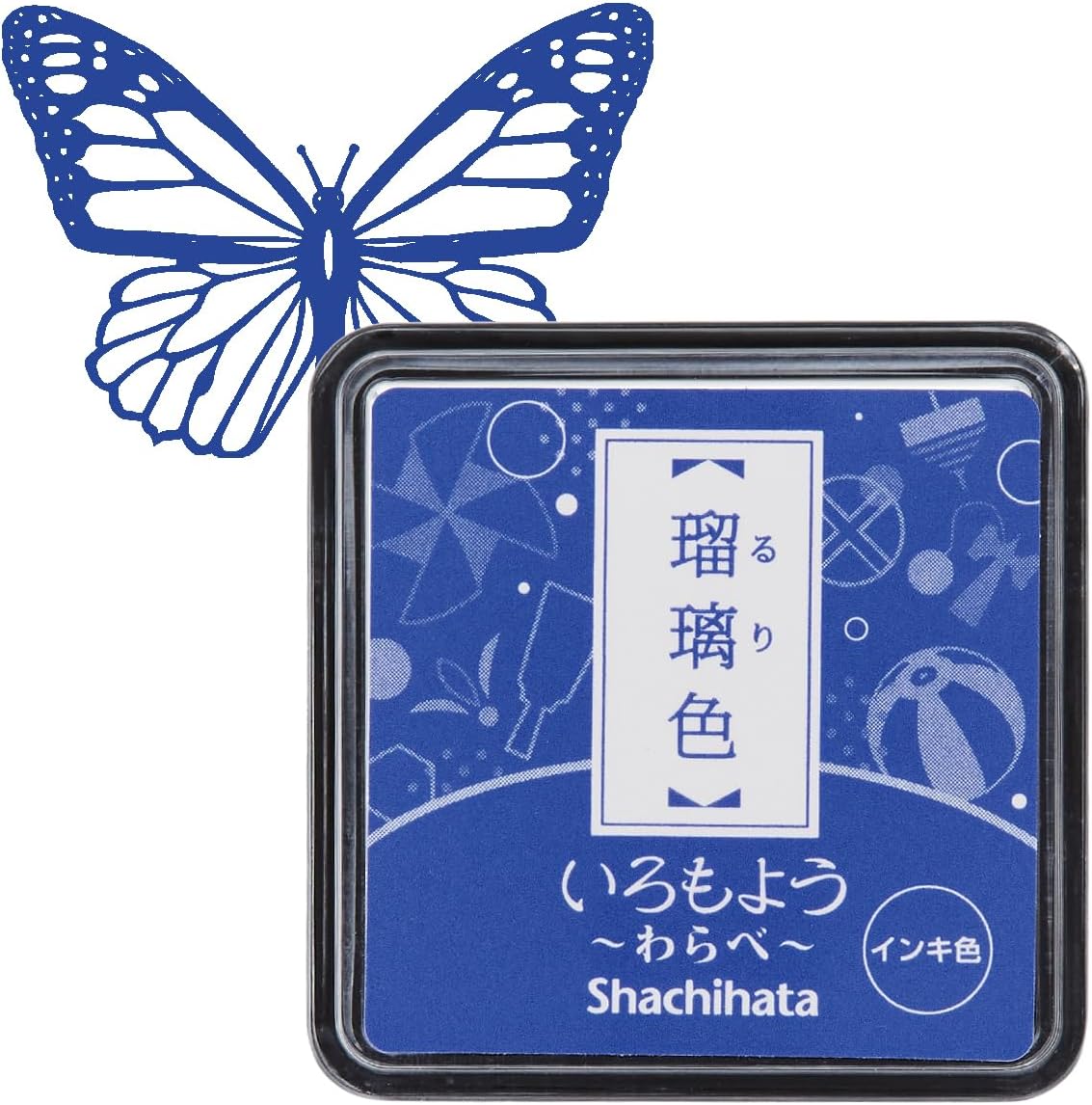 IROMOYO WARABE Stamp PAD, Small Traditional Japanese Ink Colour, Oil-Based Ink pad - Blue