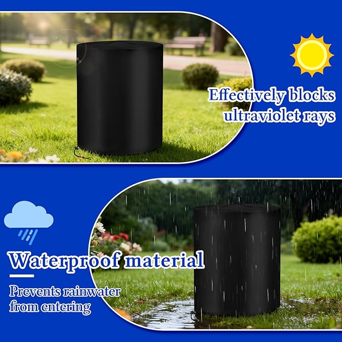 Fire Pit Cover for Ninja Fireside360, 600D Round Oxford Water-Resistant Dust Leaf Proof Firepit Heater Cover Outdoor Protect Accessories Reinforced Handle Drawstring Hem