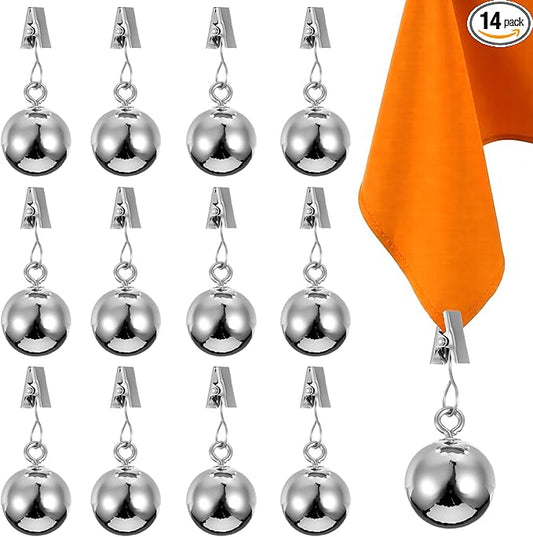 12 Pcs Heavy Duty Tablecloth Weights Spherical Stainless Steel Balls with Clips for Outdoor Tables, Curtains, Flags
