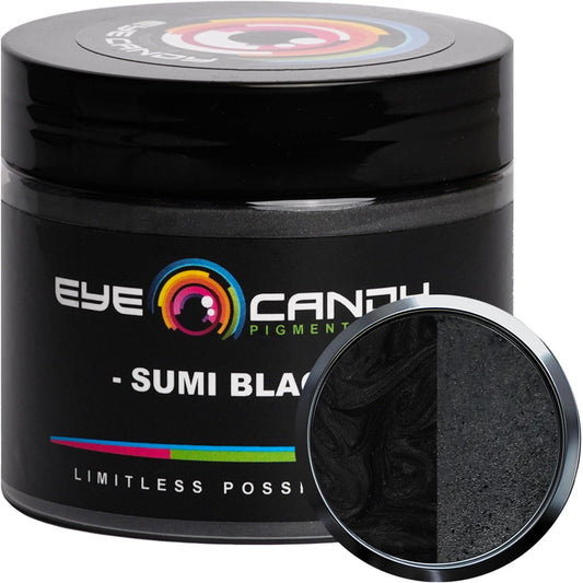 Eye Candy Pigments Premium Black Mica Powder - Sumi Black (50gr) - for Epoxy, Resin, Soap, Paint, Woodworking, Acrylic Pouring, Bath Bombs, Fishing Lures - DIY Arts and Crafts Additive