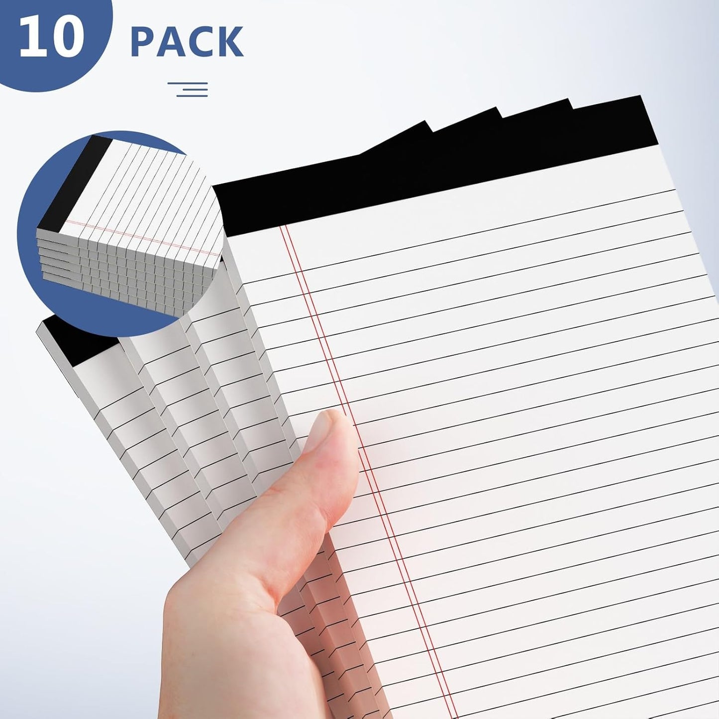 5" x 8" Note Pads 10 Pack of Legal Pads 21lb Notepad College Ruled Legal Pad 30 Sheets Perforated Small Writing Pads Double-Side Printed Pad of Paper for School, College, Office