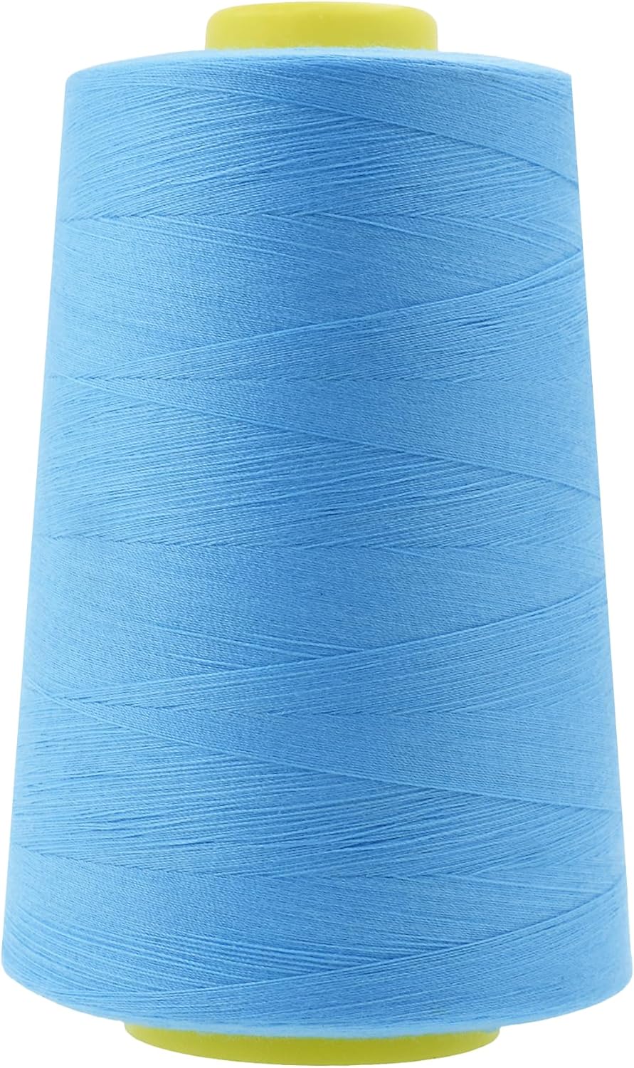 Mandala Crafts 4 Pack of Serger Threads Cones Spools - 40S/2 24000 Yards Polyester Sky Blue Threads for Sergers Machine and Overlock Quilting Sewing Machine