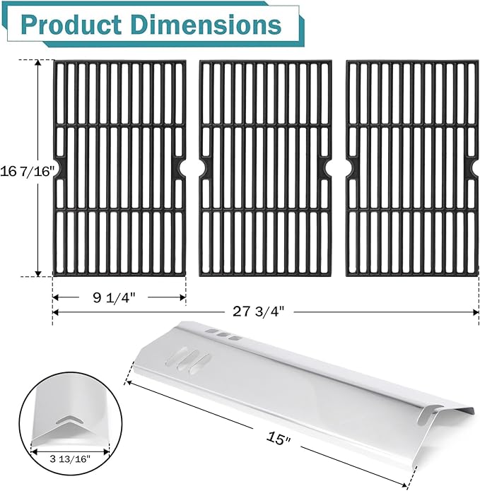 Criditpid Grill Parts for Dyna Glo DGF510SBP, DGF510SSP, DGF493PNP-D, Backyard Grill BH13-101-099-01, BH15-101-099-02, Uniflame GBC1059WB. Grill Grates, Heat Plate for Dyna-Glo Grill Replacement Parts