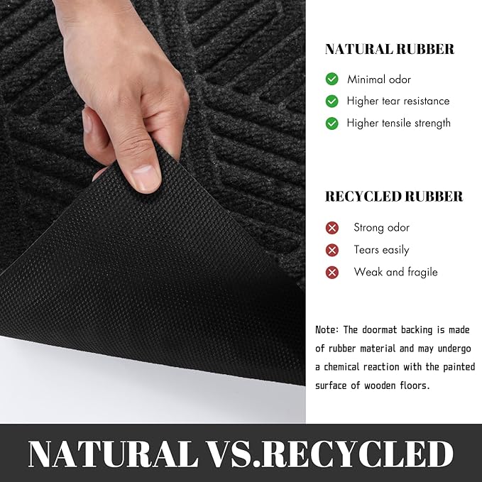 Yimobra Large Door Mat 47x32, All-Season Waterproof Outdoor Mats for Front Door Entrance with Drainage Holes, Heavy Duty Non-Slip Doormat for Garage Patio Entryway Indoor, Black