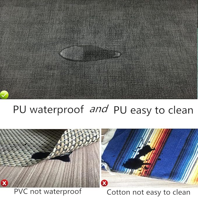 WAZAIGUR Washable Wipeable Waterproof Heat Resistant Faux Leather Placemats Set of 6,PU Palce Mats for Indoor and Outdoor,Easy to Clean Table Mats,Grey