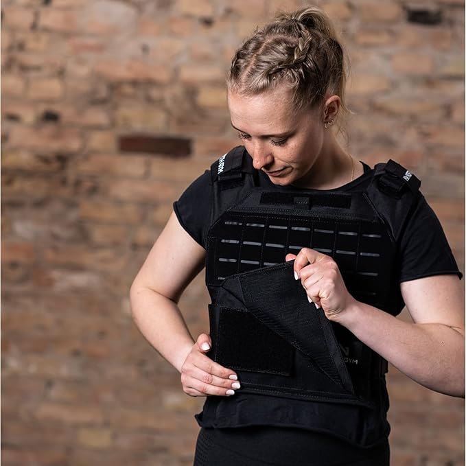 Northgym Adjustable Weighted Vest/Incl. 3D Weight Plates in 14lbs / 20lbs/ 30lbs/ 42.5lbs - Optimized Weight Distribution and with Curved Plates for Running, Functional Training and Working Out