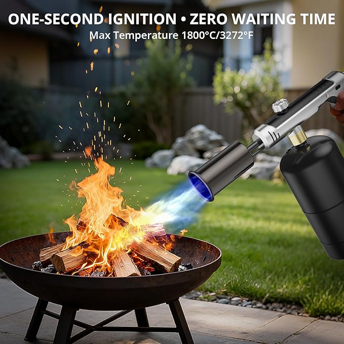 Powerful Propane Torch Gun, Sous Vide, Adjustable Kitchen Cooking Torch with One-Touch Max Fire, Culinary Torch for Searing Steak, BBQ and Campfire Starter(Tank Not Included)