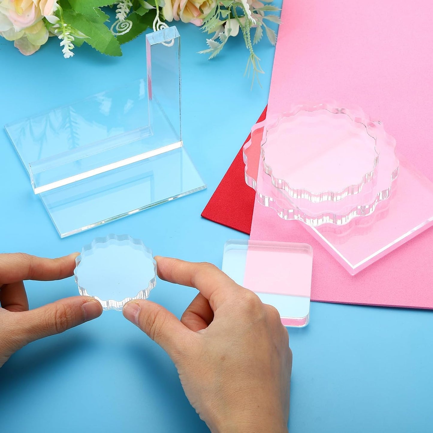 PATIKIL Acrylic Stamp Block, 1 Pack Clear Stamping Blocks with Grid Lines Decorative Mounting Blocks Set Rectangle for Scrapbooking DIY Crafts Card Making