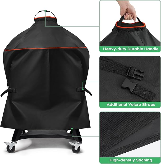 Heavy-Duty 600D Grill Cover fit for Kamado Joe KJ15080320 Kettle Joe and Other 22 inch Charcoal Kettle Grill with Similar Sizes, 28" Dia x 39" H