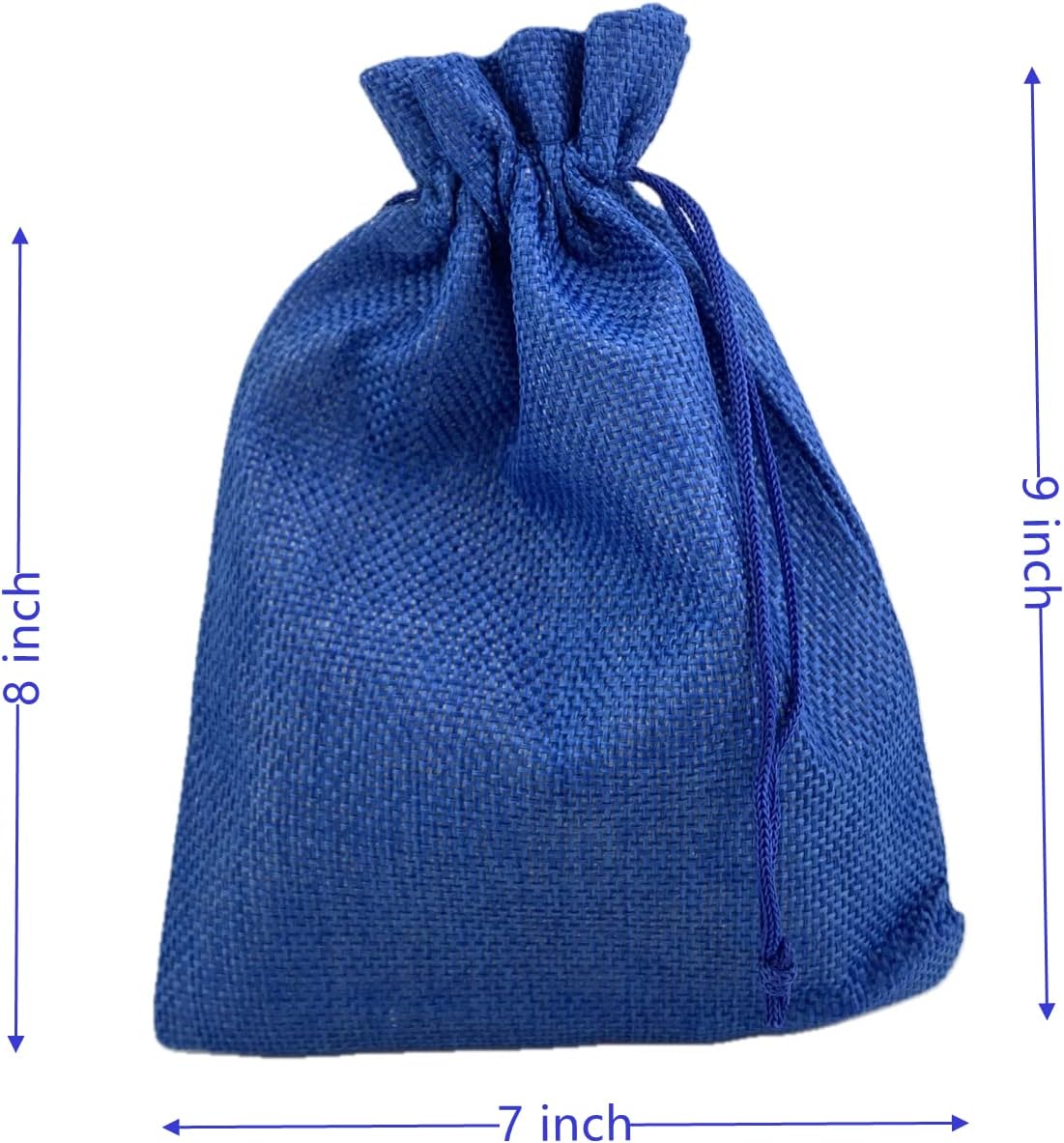 Palmhomee Pack of 25 Burlap Gift Bags with Drawstring Linen Jewelry Pouches Wedding Hessian Jute Bags for Birthday and Treat Pouches Party Wedding Favors Gift (7x9 Inch, Royal Blue)
