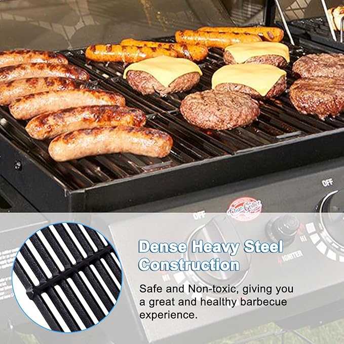 Adviace Grill Grates for Char Griller 5050, 5650, 2121, 3001, 5072, 2123, 2828, 3072, 3030, 3008, 4000, King Griller 3008, 5252, 19 3/4 Inch Cast Iron Cooking Grate for Char-griller Replacement Parts.