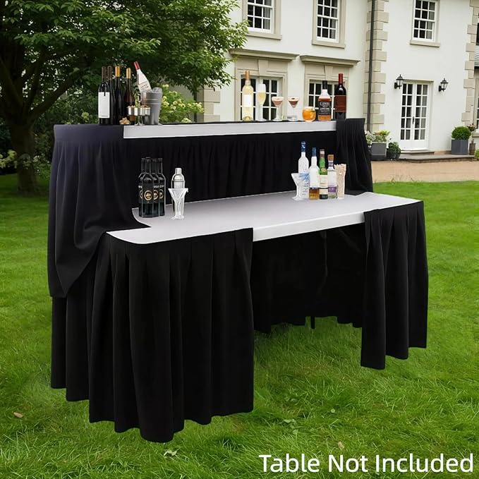 Bar Top Riser Tables Bar Riser with Skirt Mobile Folding Table Foldable Portable Risers for Banquet Events Home Party Picnics Restaurants(Table Not Included)(White,4 ft)