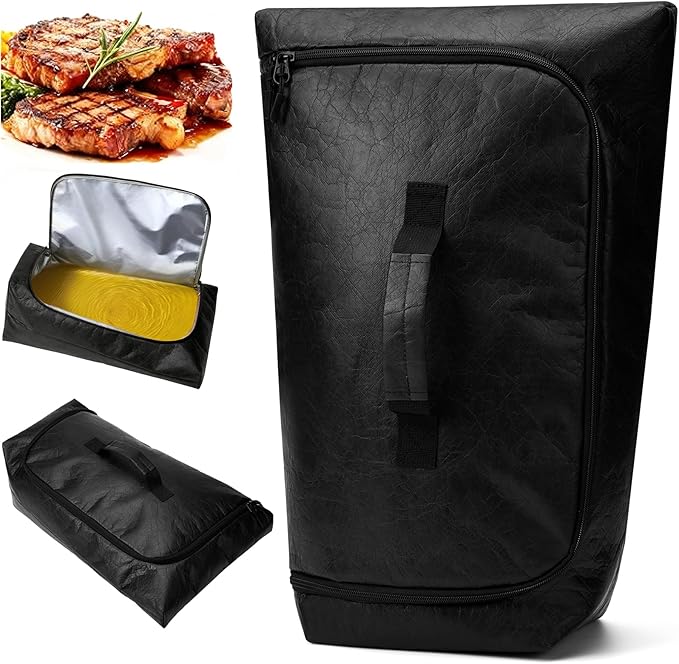 BBQ Blanket for Resting Meat, Leak-Proof Insulated Meat Resting Bag, 270° Top Opening for Large Briskets, Turkey, Washable Smoker Accessories Gift for Men or for BBQ Lover - 21in