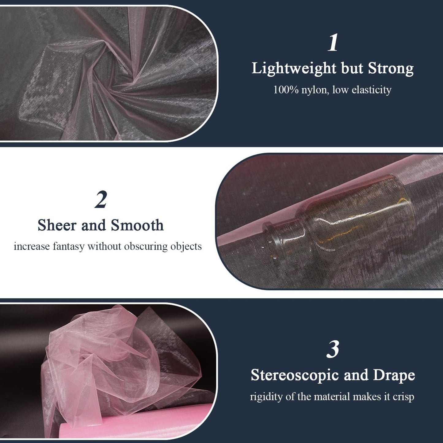 Pink Organza Tulle Fabric Rolls, Crystal Organza 12" by 50 Yards (150 ft) Sheer Nylon Silky Shiny Netting Spool Bolt for DIY Craft Table Runner Wedding Baby Shower Party Decor (Light Pink)