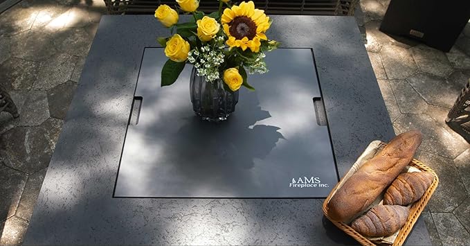 AMS Fireplace | Powder Coated Fire Pit Burner Lid for Brooklyn FireTable (Dark Gray) | Weather-Protected | Easy to Clean | No Assembly Required