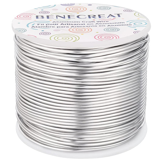 BENECREAT 15 Gauge 220Feet Soft Aluminum Wire Anodized Jewelry Craft Making Beading Floral Colored Aluminum Craft Wire for Gem Wrapping, Jewelry Craft Making - Silver