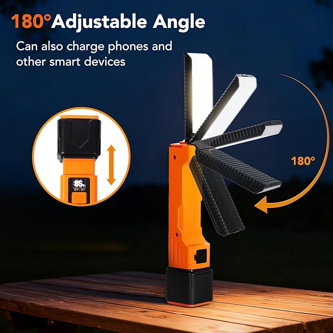 Rechargeable Work Light, 1800mAh COB Portable LED Work Light, Work Flashlight for Car Repair Machine Emergency, 4 Lighting Modes, USB C Cable, Pack of 1