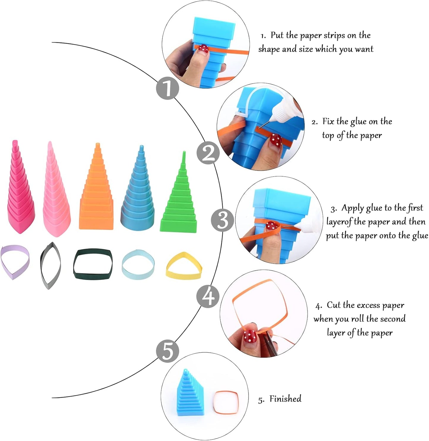 19pcs Paper Quilling Tools Kit Paper Strips DIY Tool Set with Slotted Pen Quilling Board Curling Coach Comb Crimper Border Buddy Filigrana Tool Kit