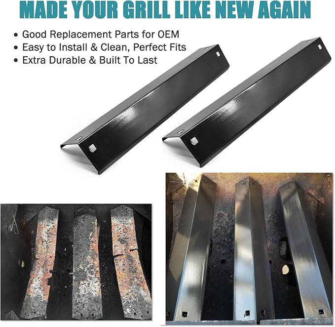 Criditpid Grill Replacement Parts for Char Griller 5050, 5650, 3001, 3030, 5072, 4000, King Griller 5252 Grill Models, Cast Iron Grill Grates and Heat Plates Tent for Char-Griller Replacement Parts