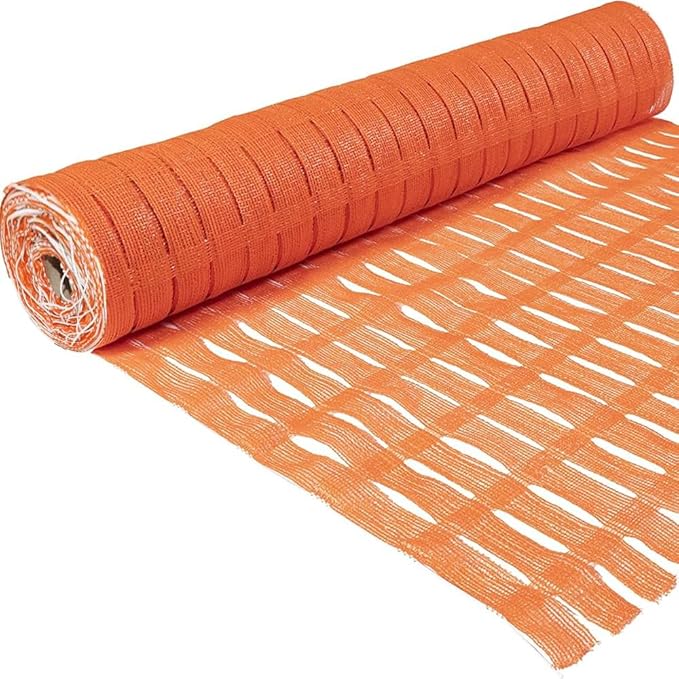 5x100 FT Orange Safety Fence, Plastic Mesh Roll for Temporary Barrier Use in Construction Sites, Snow Fencing Driveway Marking, Ski Trails, Crowd Control & Nighttime Emergency Warning