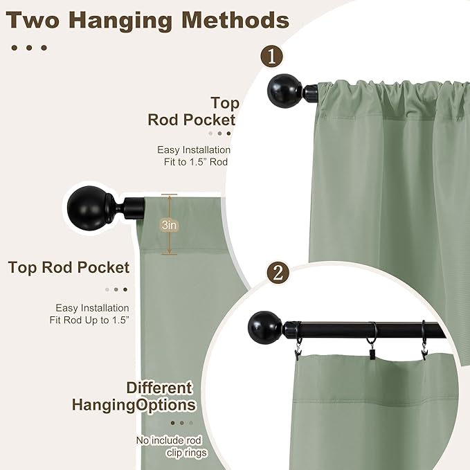 Outdoor Patio Curtains Waterproof with Rod Pocket 4 Panels 54x95 Inch- Protect Privacy & Weatherproof Balcony Outdoor Curtains for Apartments,Porch, Gazebo, Sliding Glass Door, Sage Green
