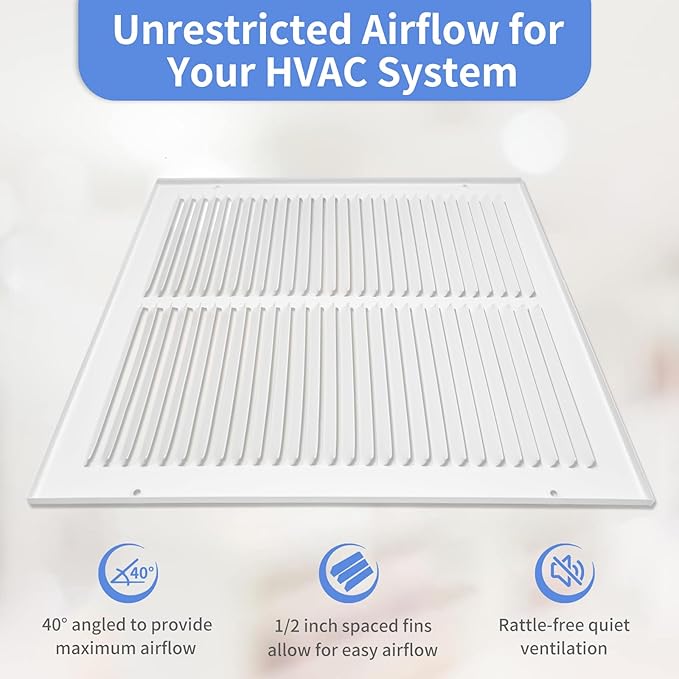 10"W x 6"H [Duct Opening Size] Steel Return Air Grille, Air Return Vent Cover for Ceiling and Sidewall - HVAC Air Vent Covers - [Outer Dimensions: 11.75"W x 7.75"H]