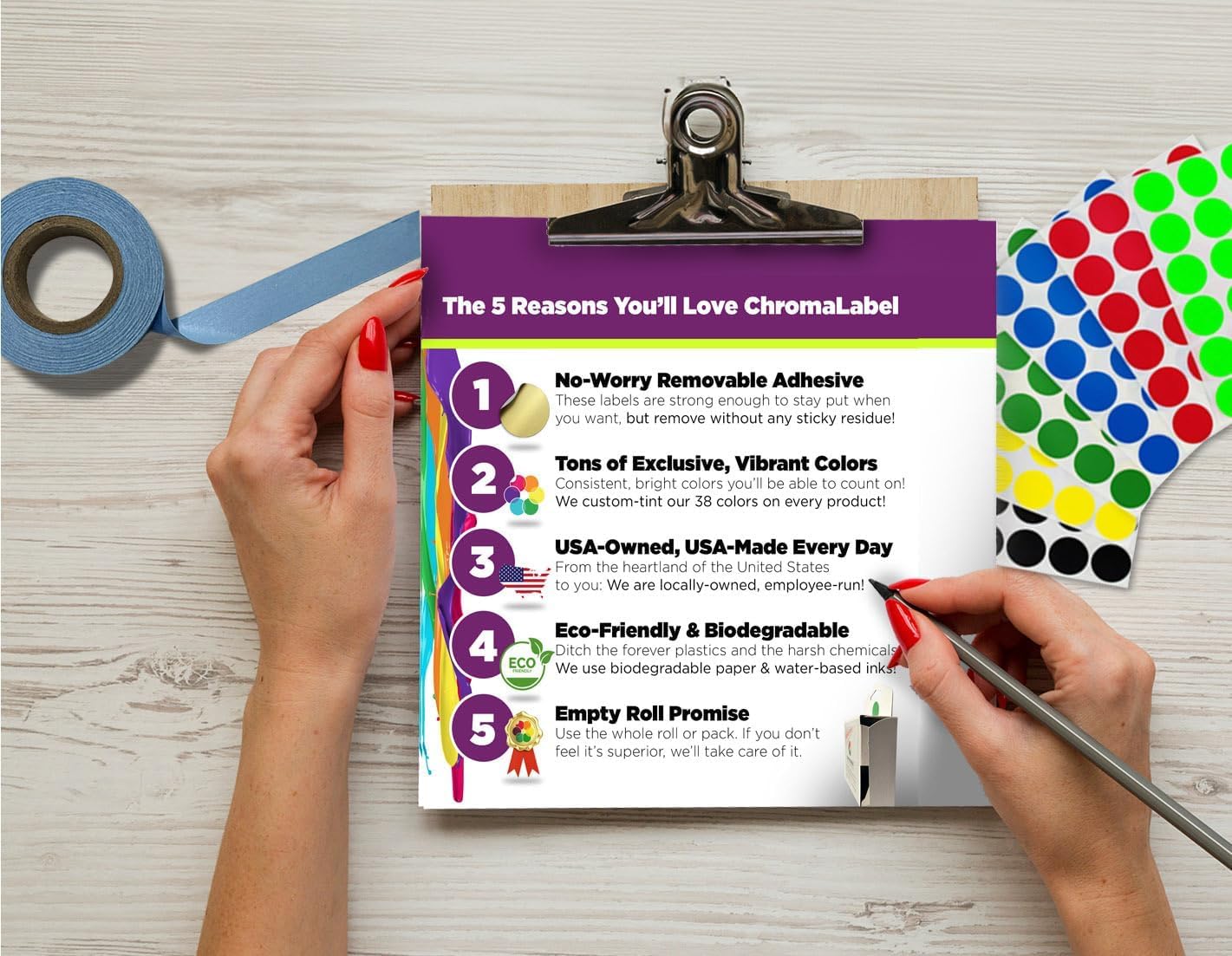 ChromaLabel 1 Inch Circle Sticker Labels, Easy to Write On Round Colored Stickers, Removable Sticky Dots - 1000 Dot Label Stickers per Dispenser Box, White Sticker Labels