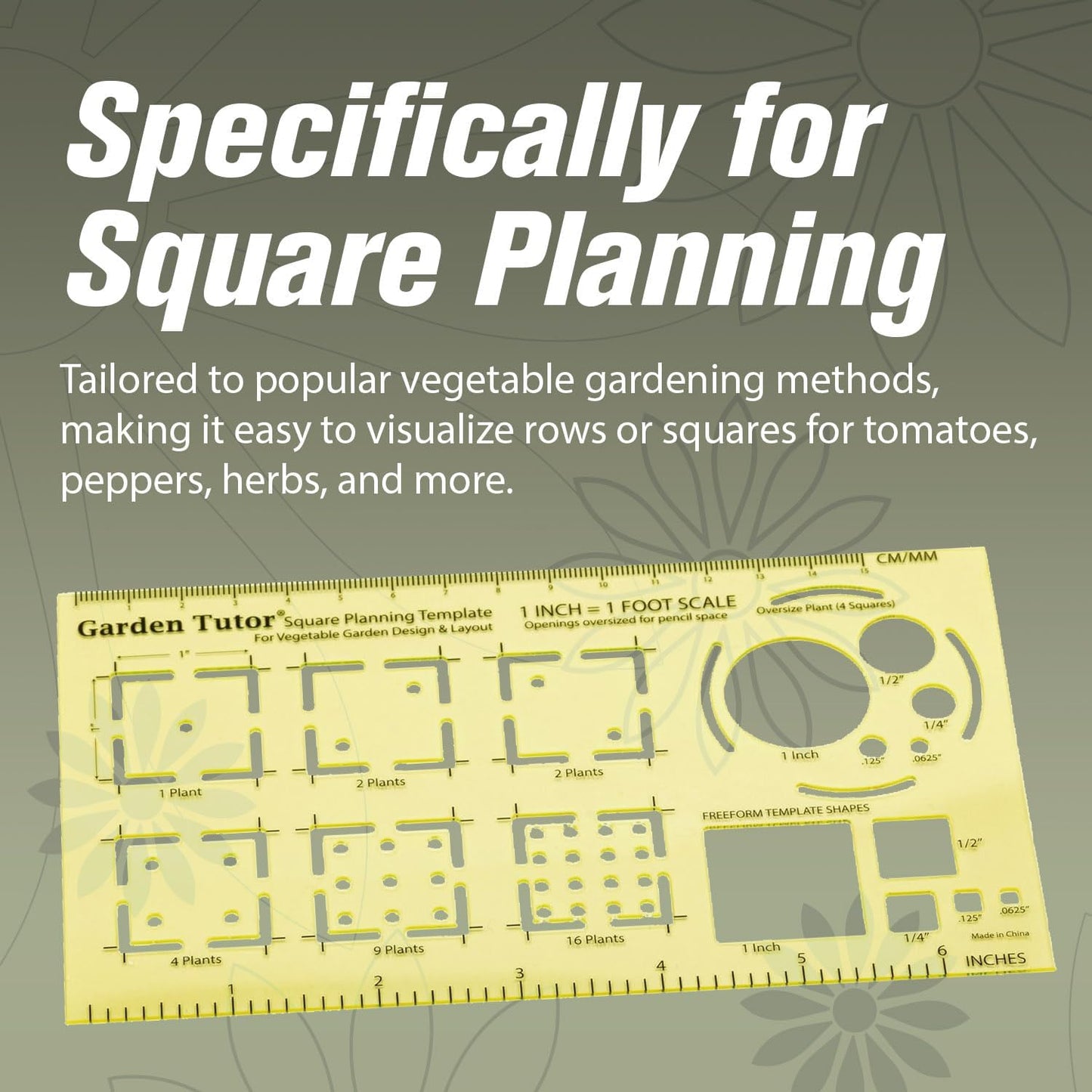 Garden Tutor Square Planning & Drafting Kit – Plan High-Yield Vegetable Gardens with Durable Stencil, Graph Paper & Guide for Grid or Row Designs