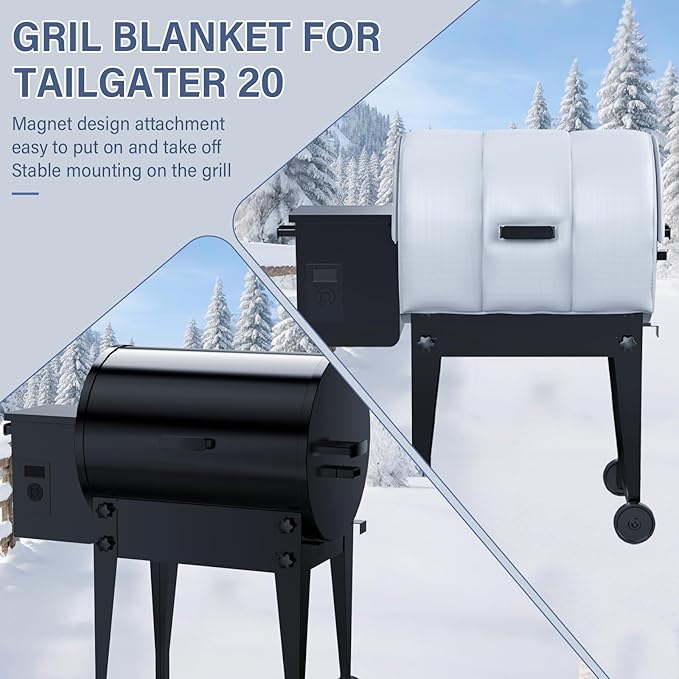 Grill Thermal Insulated Blanket for Tailgater 20, Traeger 20 Series, Junior & Recteq 340 Grill Accessories Insulation Blanket for Winter Cooking