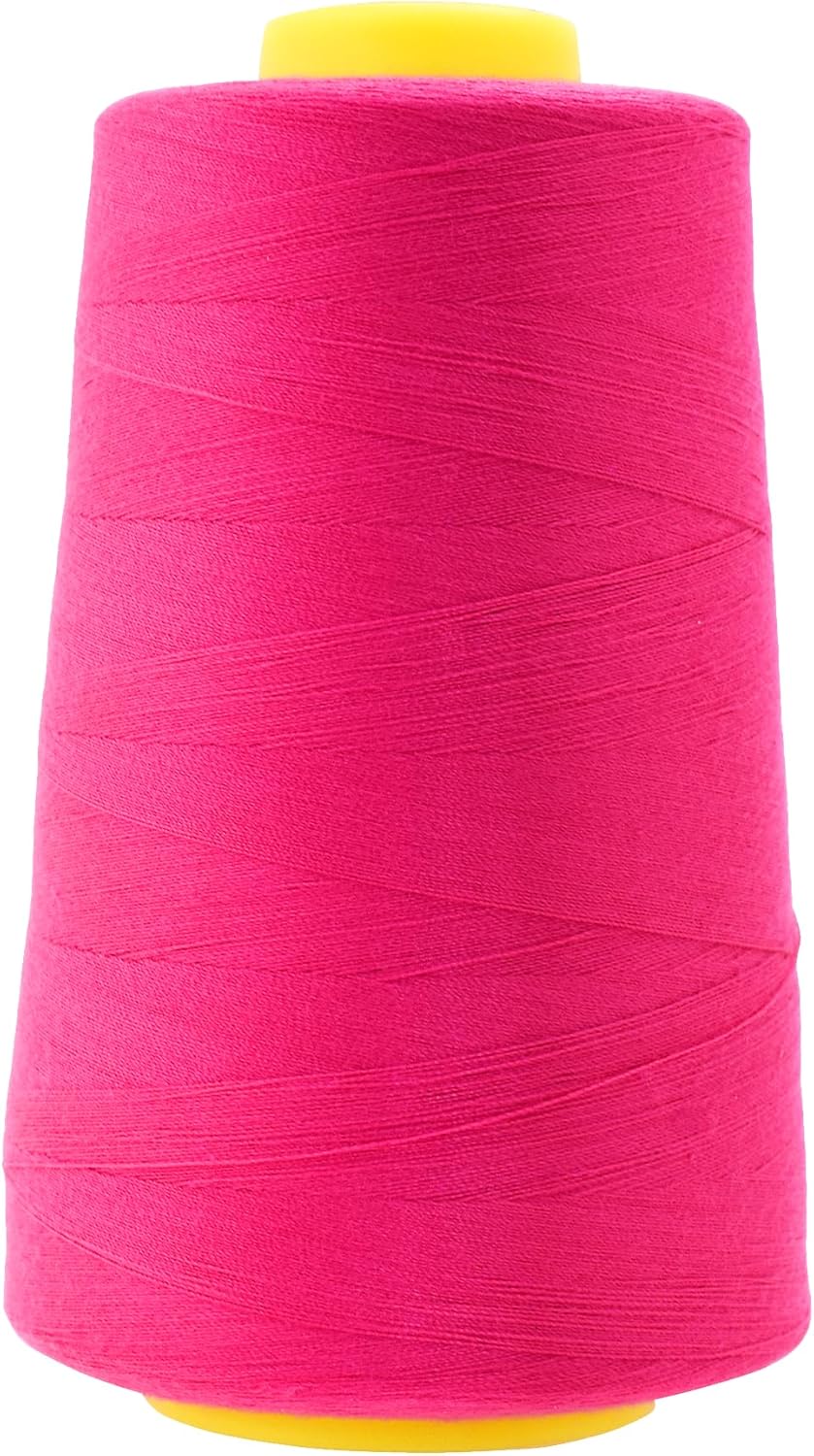 Mandala Crafts 4 Pack of Serger Threads Cones Spools - 40S/2 24000 Yards Polyester Hot Pink Threads for Sergers Machine and Overlock Quilting Sewing Machine