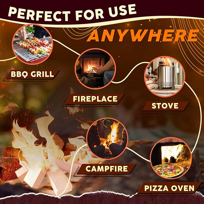 Mini Fire Stick with Fire Starters Gloves 4" Kiln Dried Pine Small Barkless Kindling Logs Compatible with Wood Stoves, Tabletop Fire Pits, BBQ Grills & Pizza Ovens, 8 lb Box