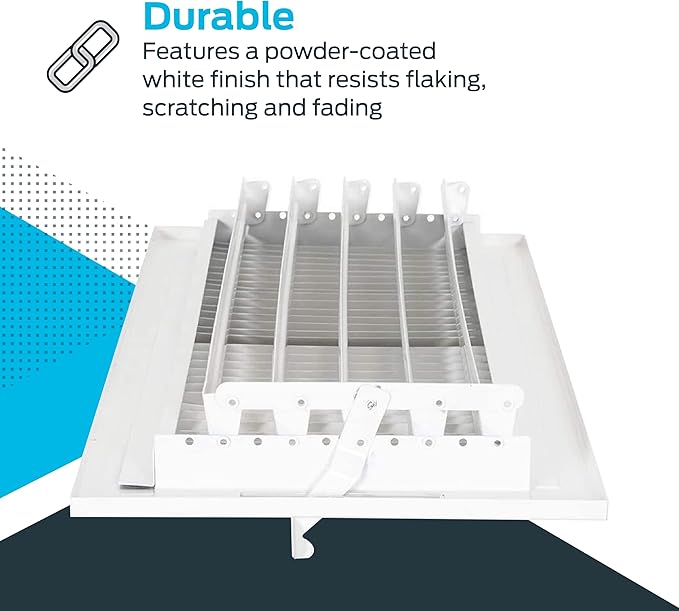 EZ-FLO 16 x 6 Inch (Duct Opening) White Air Vent Cover for Wall or Ceiling, Two-Way Ventilation Register, Solid Steel HVAC Cover, 61663 (Pack of 2)