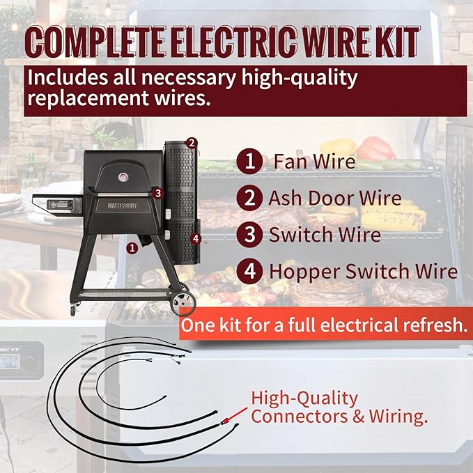 Replacement Fan and Hopper Door Switch Kit for Masterbuilt Gravity Series 560/800/1050 XL Digital Charcoal Grills & Smokers, Includes 1 Fan Kit, 3 Hopper Lid/Door Switches & 1 Electric Wire Kit