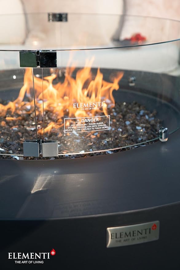 All Fire Table Pit Wind Screens and Stainless Steel Buner Lid from ELEMENTI | ELEMENTI Plus and MODENO (Wind Screens, Round 25.4" WS - 022)