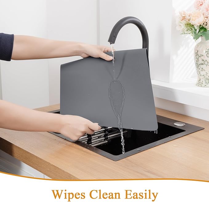 SHACOS Placemats Set of 6 Faux Leather Waterproof Leakproof Wipeable PU Non-Slip Vinyl Place Mats Heat Resistant Table Mats for Kitchen Dining Table Indoor Outdoor, Dark Grey