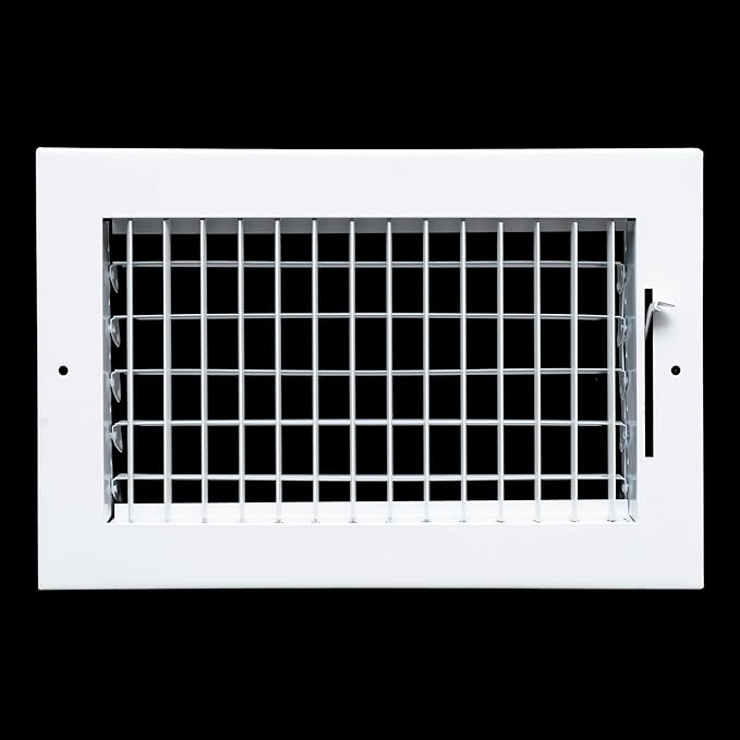 [2 Pack] Fits 10x6 Duct Opening Steel Adjustable Air Supply Grille by Handua | Register Vent Cover Grill for Sidewall and Ceiling | White | Outer Size: 11.75" X 7.75"