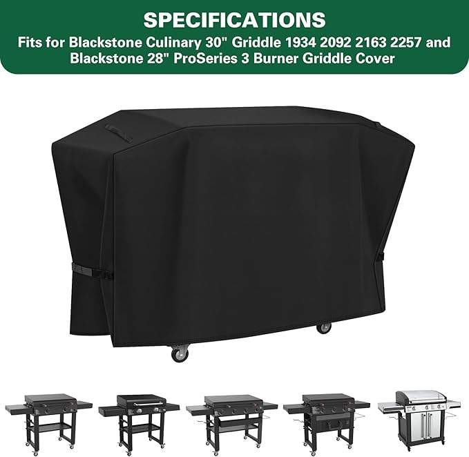 Heavy Duty 600D Grill Cover Fit for Blackstone Culinary 30" Griddle 1901 1934 2092 2163,Waterproof Cover with Straps Fits Blackstone 28" ProSeries Griddle 1785 1855 1858 1886 1962 2007 2080 2152 2342