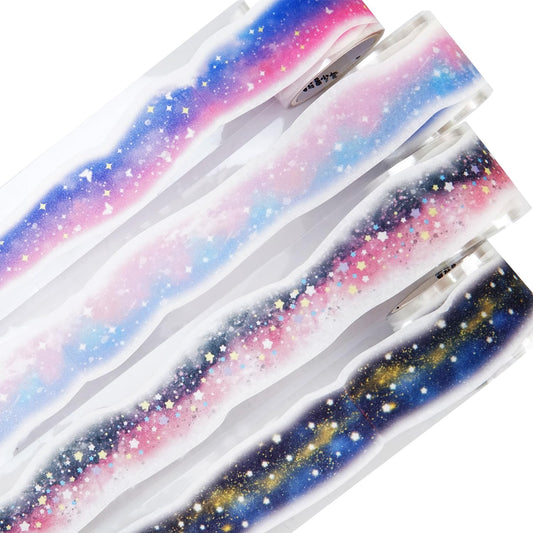 Galaxy-Themed Washi Tape Set, 4 Rolls of Decorative Glitter Tapes for Scrapbooking, Junk Journaling, DIY Crafts, and Art Supplies