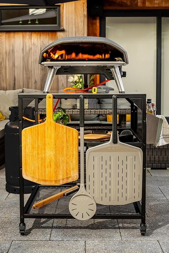 ooni Large Modular Outdoor Table - 31x31x35 Inch Stainless Steel Pizza Oven Stand, Barbecue Cart, Outdoor Pizza Station