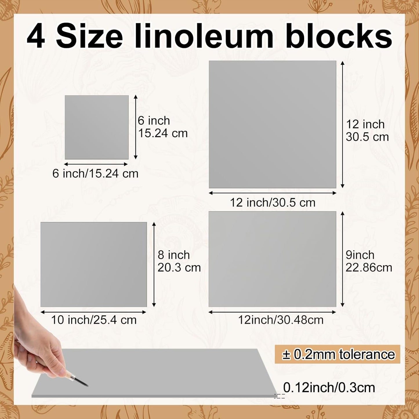 Yeaqee 8 Pcs Linoleum Block Rubber Carving Block Soft Linocut Blocks Large Linoleum Sheet Unmounted Lino Plates for Engraving Art Project Printmaking Artist Studio Supplies (Mixed Sizes,Gray)