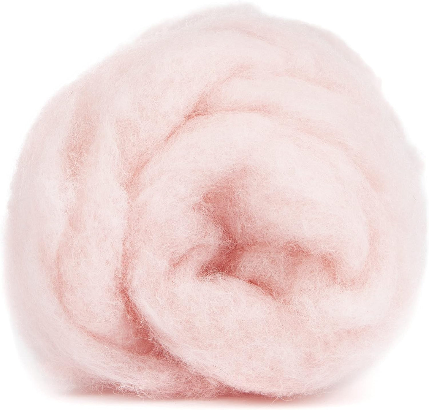 Desert Breeze Distributing Maori Wool Carded Batting, 100% Natural New Zealand Wool Made by DHG in Italy for Needle Felting, 3.5 OZ, 27 Micron, Color Blush Pink